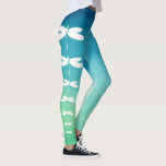 Blue and Green Dragonfly Leggings<br><div class="desc">Blue and green dragonfly leggings that are artistic and custom! This unique design features white, hand painted silhouettes of 7 dragonflies along each leg over a blue and green watercolor wash background. Want to personalize them further? Move the dragonflies or background image around, or even add your own text. If...</div>