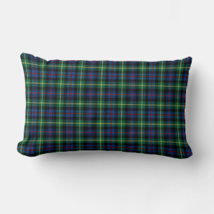 Blue and Green Farquharson Clan Scottish Plaid Lumbar Pillow