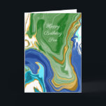 Blue and Green Faux Marble Personalized Birthday  Card<br><div class="desc">Personalized Birthday card for a son. Add your own customized message on the inside of this green,  blue and gold marble birthday card.</div>