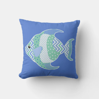 Blue and Green Fish Outdoor Pillow