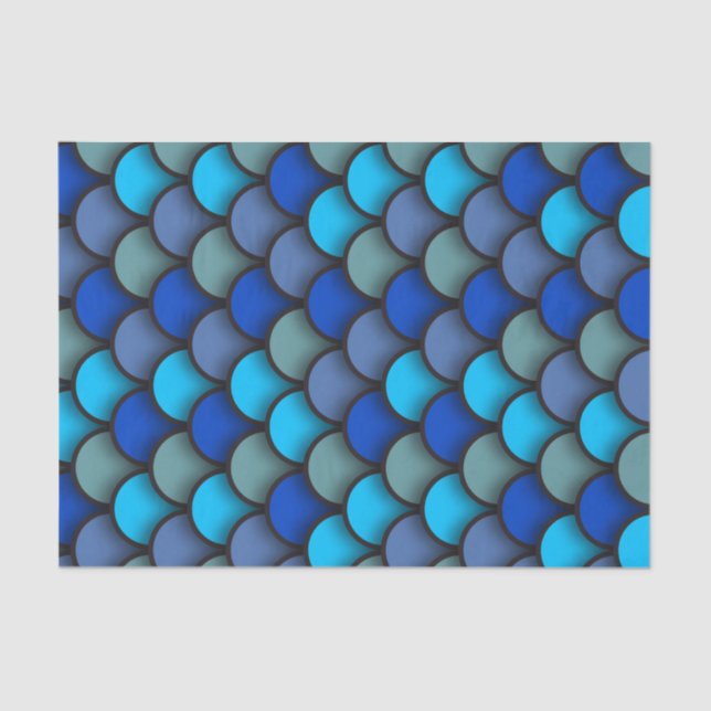 Blue and Green Fish Scales Under the Sea Birthday Tissue Paper (Front)