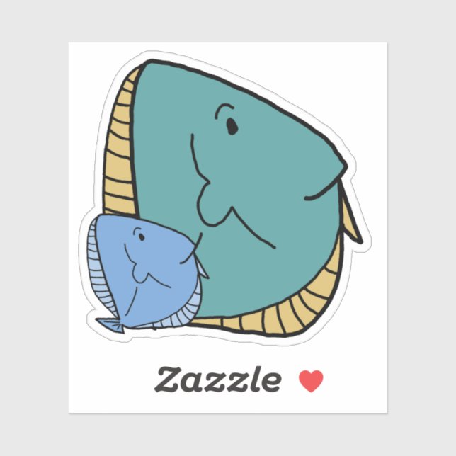 Blue and green fish sticker (Sheet)