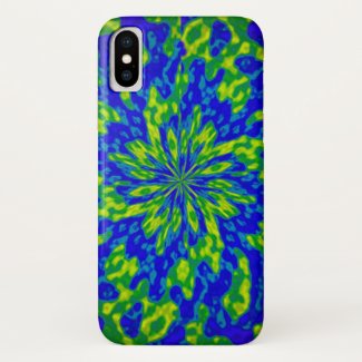 Blue and Green Floral Abstract iPhone X Case