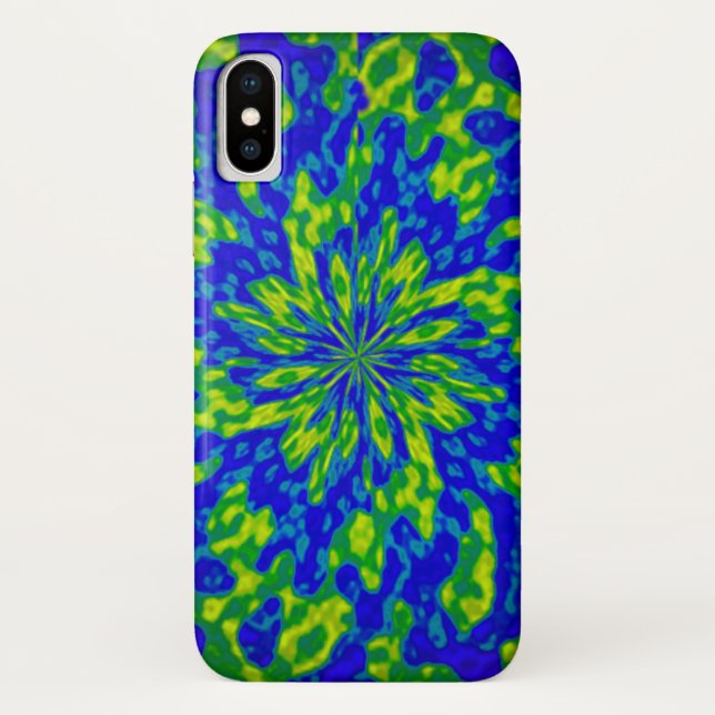 Blue and Green Floral Abstract iPhone X Case (Back)