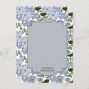 Blue and Green Floral Block Print Boy Birthday Note Card