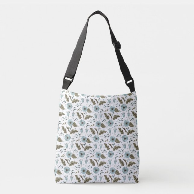 Blue and Green Floral Crossbody Bag (Front)