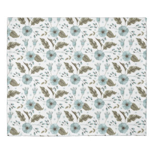 Blue and Green Floral Duvet Cover