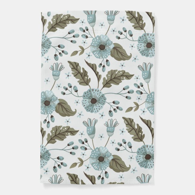 Blue and Green Floral Garden Flag (Front)