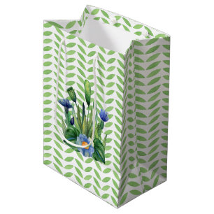 Blue And Green Floral Garden Medium Gift Bag
