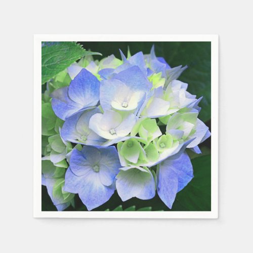 Blue and Green Floral Hydrangea Paper Napkins