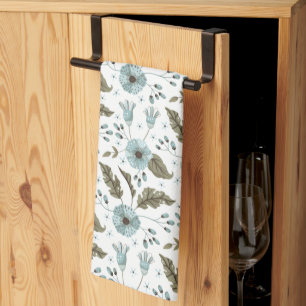 Blue and Green Floral Kitchen Towel