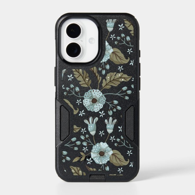 Blue and Green Floral Otterbox iPhone Case (Back)