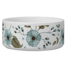 Blue and Green Floral Pet Bowl