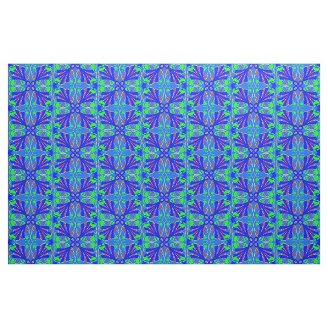 Blue and Green Flower Abstract Fabric (Fat Quarter)