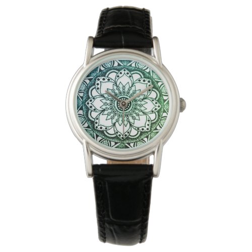 Blue and Green Flower Mandala eWatch Watch