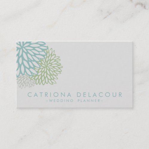 Blue and Green Flowers Stylish Business Card