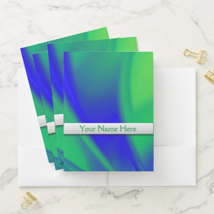 Blue and Green Flush with Custom Text Pocket Folder