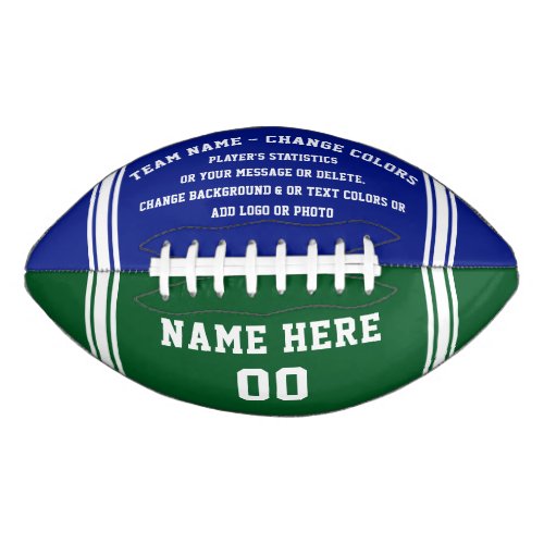 Blue and Green Football Personalized Football