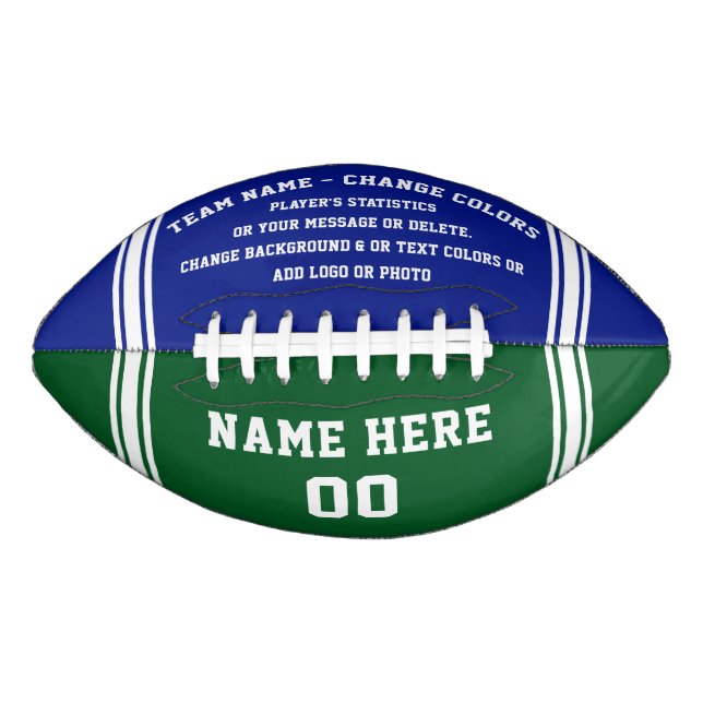 Blue and Green Football, Personalized Football (Front)