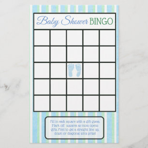 Blue and Green Footprints Boy baby shower games Flyer