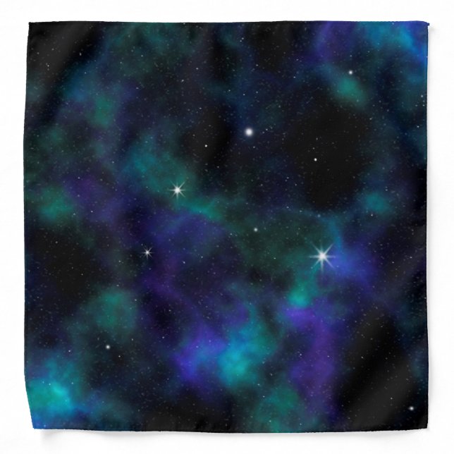 Blue and Green Galaxy Space Stars Bandana (Front)