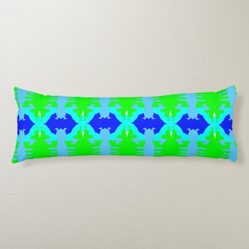 blue and green geometric body pillow
