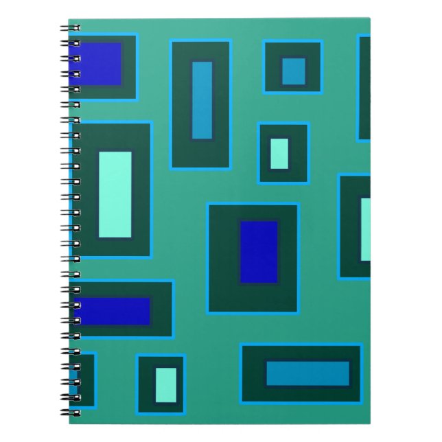 Blue and green geometric design  notebook (Front)