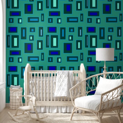 Blue and green geometric design  wallpaper 