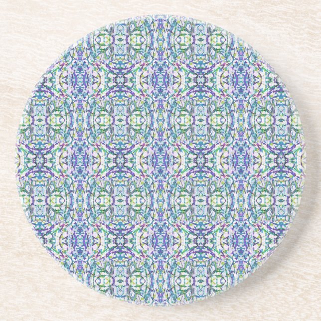 Blue and Green Geometric Drink Coaster (Front)