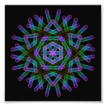 Blue and green geometric figures photo print