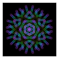 Blue and green geometric figures poster