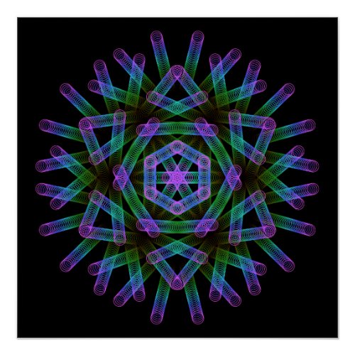 Blue and green geometric figures poster