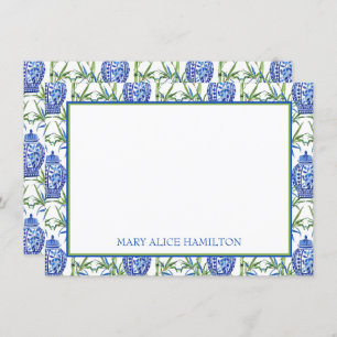 Blue and Green Ginger Jars and Bamboo Enclosure Card