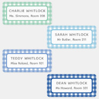 Blue and Green Gingham Plaid Four Kid School