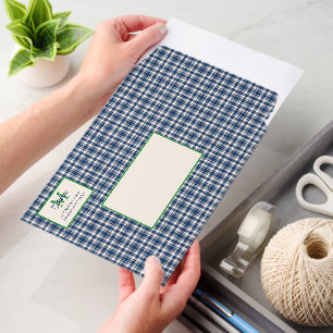Blue and Green Gingham Plaid Tartan Recipe Envelope Mailers
