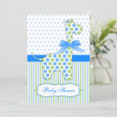 Blue and Green Giraffe Baby Shower Invitation (Standing Front)