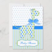 Blue and Green Giraffe Baby Shower Invitation (Front)