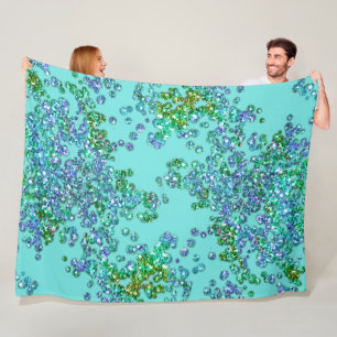 Blue and Green Glittery Confetti Fleece Blanket