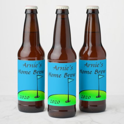 Blue and Green Golf Lovers Beer Label