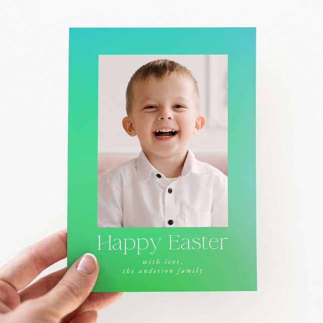 Blue and Green Gradient Easter Photo Holiday Card (Creator Uploaded)