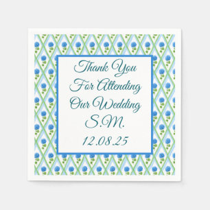Blue and Green Grandmillenial Hydrangea Ditsy  Napkins