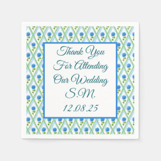 Blue and Green Grandmillenial Hydrangea Ditsy Napkins