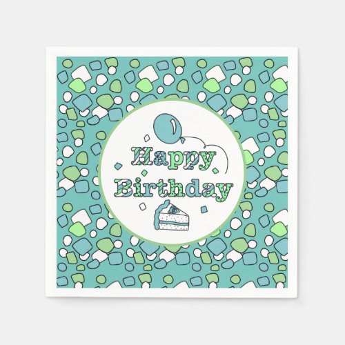 Blue and Green Happy Birthday  Napkins