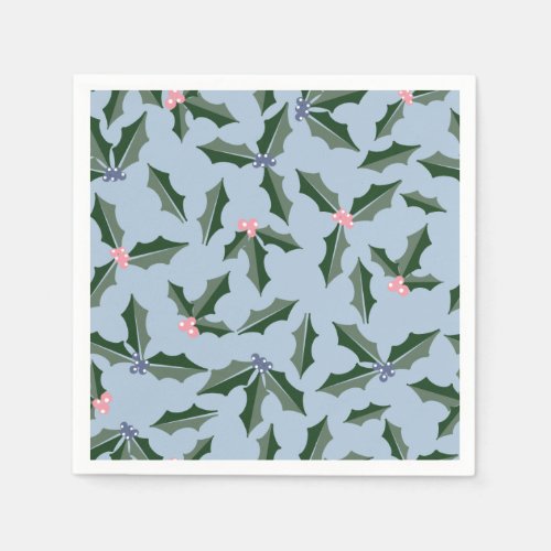 Blue and Green Holly Napkins
