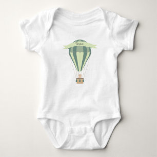 blue and green hot air balloon personalized baby bodysuit