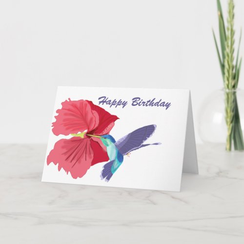Blue and Green Hummingbird Editable Greeting Card