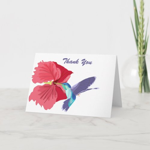 Blue and Green Hummingbird Editable Thank You Card