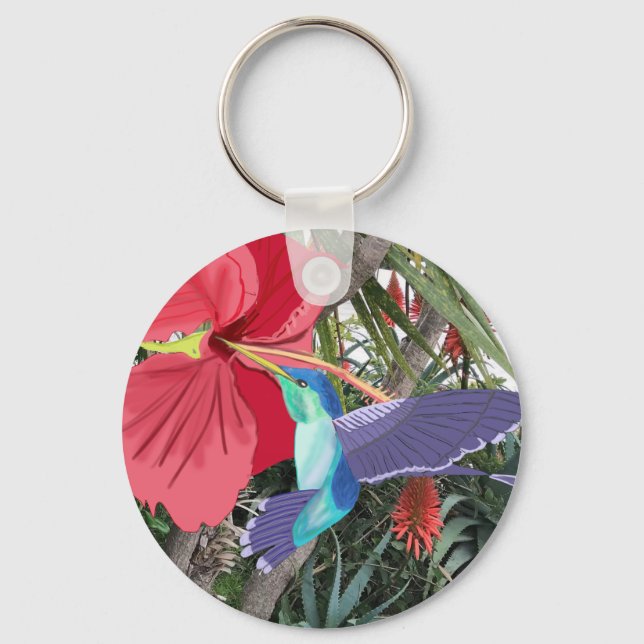 Blue and Green Hummingbird Keychain (Front)
