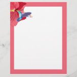 Blue and Green Hummingbird Letterhead<br><div class="desc">This colourful letterhead writing paper features my painting of a blue and green Hummingbird in mid flight feeding from a red Hibiscus against a plain white background with matching border. Perfect to add style and a hint of the exotic to your letters</div>