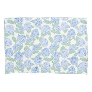 Blue and Green Hydrangea Floral Pillow Case